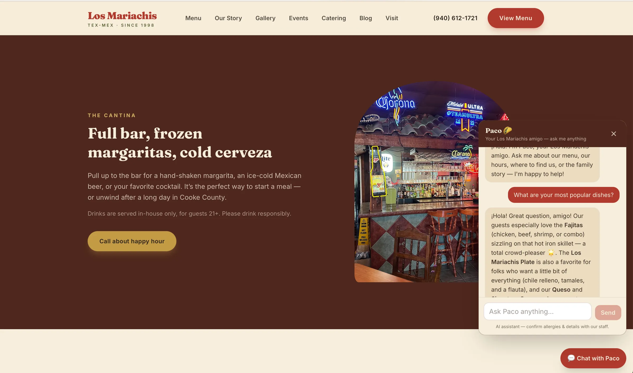 Los Mariachis Custom Developed Website with AI Agent Integration - Stelviq Digital Integration Services
